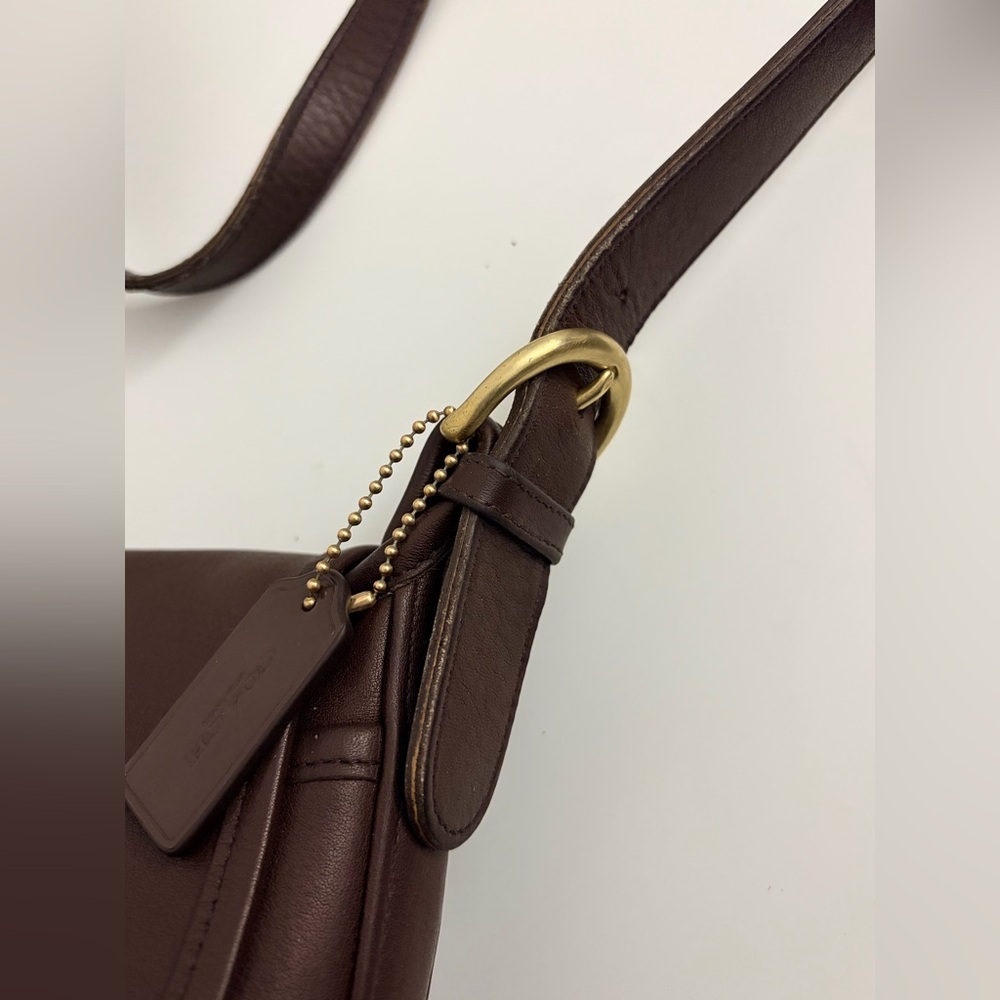 VINTAGE COACH Fletcher Flap Mahogany Leather Shoulder Bag Style 4150 - Picture 10 of 15